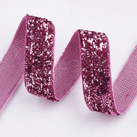 5x Yards 10mm Glitter Sparkly Velvety Polyester Ribbon - Pick Your Colour