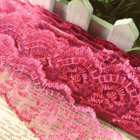 2x Yards Bright Coloured 40mm Wide Scalloped Polyester Lace Trim