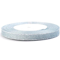 25 Yards (1x Roll) 10mm Sparkly Glitter Organza Polyester Ribbon Trim