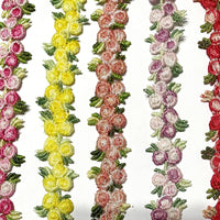 1x Half Yard 15mm Embroidered Rose Flower Lace Trim - Pick your Colour