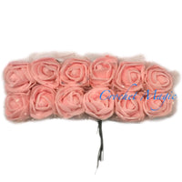 16/24X Mini 25mm Flower Rose with Lace and Stem for Crafts Decor Wedding