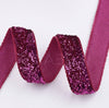 5x Yards 10mm Glitter Sparkly Velvety Polyester Ribbon - Pick Your Colour