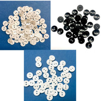 50x Black or White 12mm Two-Hole Buttons for Craft and Sewing