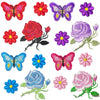 1x Set Multi Pcs Flower & Butterfly Theme Sew-On Iron-On Embroidered Patches