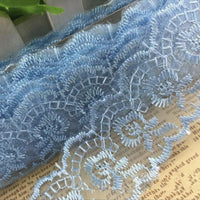 2x Yards Bright Coloured 40mm Wide Scalloped Polyester Lace Trim