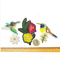 1x Set Multi Pcs Birds & Flowers Theme Sew-On Iron-On Embroidered Patches