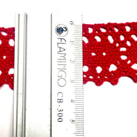 2x Meters 32mm/35mm Crochet Like Cotton Lace Trim - Red or Beige