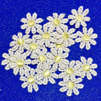 24x White Daisy Flower Coloured Center Embroidered Guipure Sew on Applique Patch