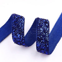 5x Yards 10mm Glitter Sparkly Velvety Polyester Ribbon - Pick Your Colour