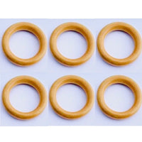 6x  Wood Look Cream Hard Plastic O-Rings for Crafts - (42mm or 45mm Diameter)