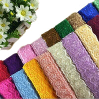 2x Yards Bright Coloured 40mm Wide Scalloped Polyester Lace Trim