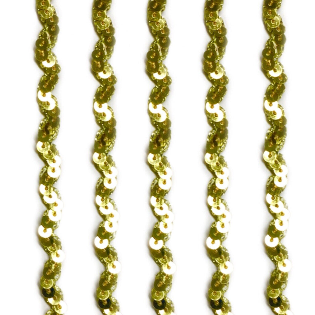 2.5 Yards 6mm Sequined Metallic Ric Rac Braid Trim - Gold or Silver