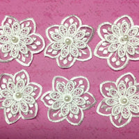 6x Xtra Large White Flower 50-55mm Embroidered Guipure Sew on Applique Patch