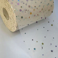 3x Yards 150mm Sequin Star Moon & Star Ribbon Tulle Sparkling Mesh for Crafts