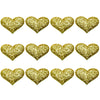 12x 35mm Glitter Heart  w/ Non Woven Fabric Backing & Sponge Inside Sew On Patch