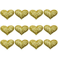 12x 35mm Glitter Heart  w/ Non Woven Fabric Backing & Sponge Inside Sew On Patch