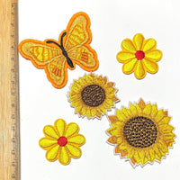 1x Set Multi Pcs Flower & Butterfly Theme Sew-On Iron-On Embroidered Patches