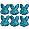 6x Glitter 51mm Bunny w/ Non Woven Fabric Backing & Sponge Inside Sew On Patch