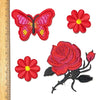 1x Set Multi Pcs Flower & Butterfly Theme Sew-On Iron-On Embroidered Patches