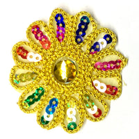 Set of 2pcs Extra Large 60mm Flower with Sequin Iron On Sew on Applique Patch