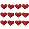 12x 35mm Glitter Heart  w/ Non Woven Fabric Backing & Sponge Inside Sew On Patch