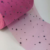 3x Yards 150mm Sequin Star Moon & Star Ribbon Tulle Sparkling Mesh for Crafts