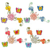 1x Set Multi Pcs Flower & Butterfly Theme Sew-On Iron-On Embroidered Patches