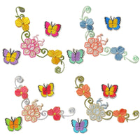 1x Set Multi Pcs Flower & Butterfly Theme Sew-On Iron-On Embroidered Patches