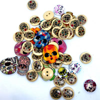 50x Mix Design Flowers, Butterflies, Animals etc.Wood Buttons for Craft & Sewing