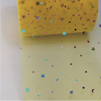 3x Yards 150mm Sequin Star Moon & Star Ribbon Tulle Sparkling Mesh for Crafts