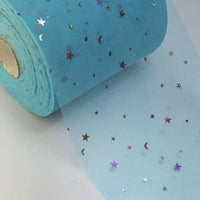 3x Yards 150mm Sequin Star Moon & Star Ribbon Tulle Sparkling Mesh for Crafts