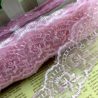 2x Yards Bright Coloured 40mm Wide Scalloped Polyester Lace Trim