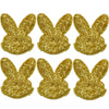 6x Glitter 51mm Bunny w/ Non Woven Fabric Backing & Sponge Inside Sew On Patch