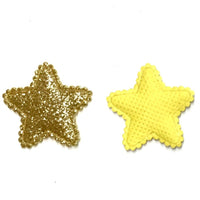 12x 35mm Glitter Star w/ Non Woven Fabric Backing & Sponge Inside Sew On Patch