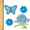 1x Set Multi Pcs Flower & Butterfly Theme Sew-On Iron-On Embroidered Patches