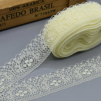 2x Yards Bright Coloured 40mm Wide Scalloped Polyester Floral Lace Trim