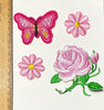 1x Set Multi Pcs Flower & Butterfly Theme Sew-On Iron-On Embroidered Patches