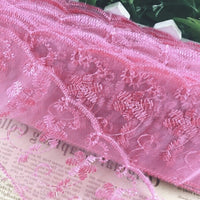 2x Yards Bright Coloured 65mm Wide Scalloped Polyester Lace Trim