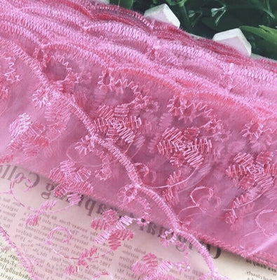 2x Yards Bright Coloured 65mm Wide Scalloped Polyester Lace Trim