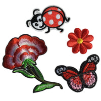 1x Set Multi Pcs Flower & Butterfly Theme Sew-On Iron-On Embroidered Patches