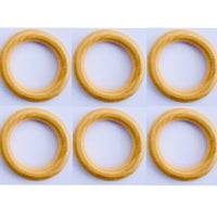 6x  Wood Look Cream Hard Plastic O-Rings for Crafts - (42mm or 45mm Diameter)