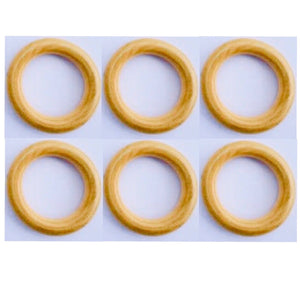 6x  Wood Look Cream Hard Plastic O-Rings for Crafts - (42mm or 45mm Diameter)