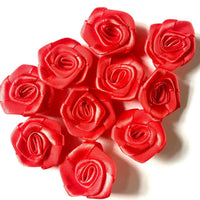 20x Handmade 20mm Satin Rose Flower Appliqué Sewing Craft