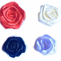 10x Handmade 25mm Satin Rose Flower Appliqué Sewing Craft