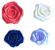 10x Handmade 25mm Satin Rose Flower Appliqué Sewing Craft