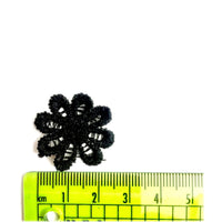 24x Black Daisy Flower Embroidered 25mm Guipure Sew on Applique Patch