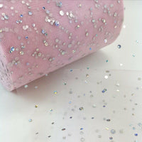 3x Yards 130mm Glitter Sequin Tulle Ribbon Sparkling Metallic Mesh for Crafts