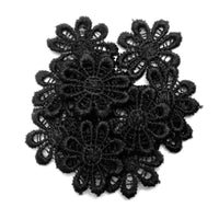 24x Black Daisy Flower Embroidered 25mm Guipure Sew on Applique Patch