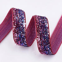 5x Yards 10mm Glitter Sparkly Velvety Polyester Ribbon - Pick Your Colour