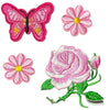 1x Set Multi Pcs Flower & Butterfly Theme Sew-On Iron-On Embroidered Patches